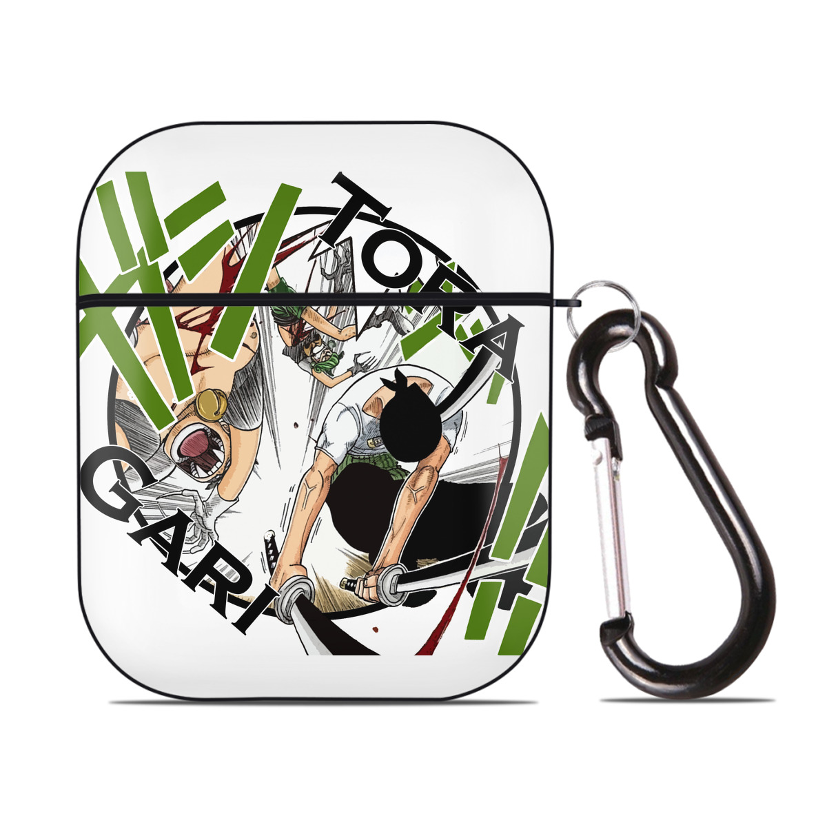 ワンピース ロロノア・ゾロ ONE PIECE Roronoa Zoro AirPods 第2世代保護ケース ハードシェル ブラック 耐衝撃・防指紋・カラビナ付き