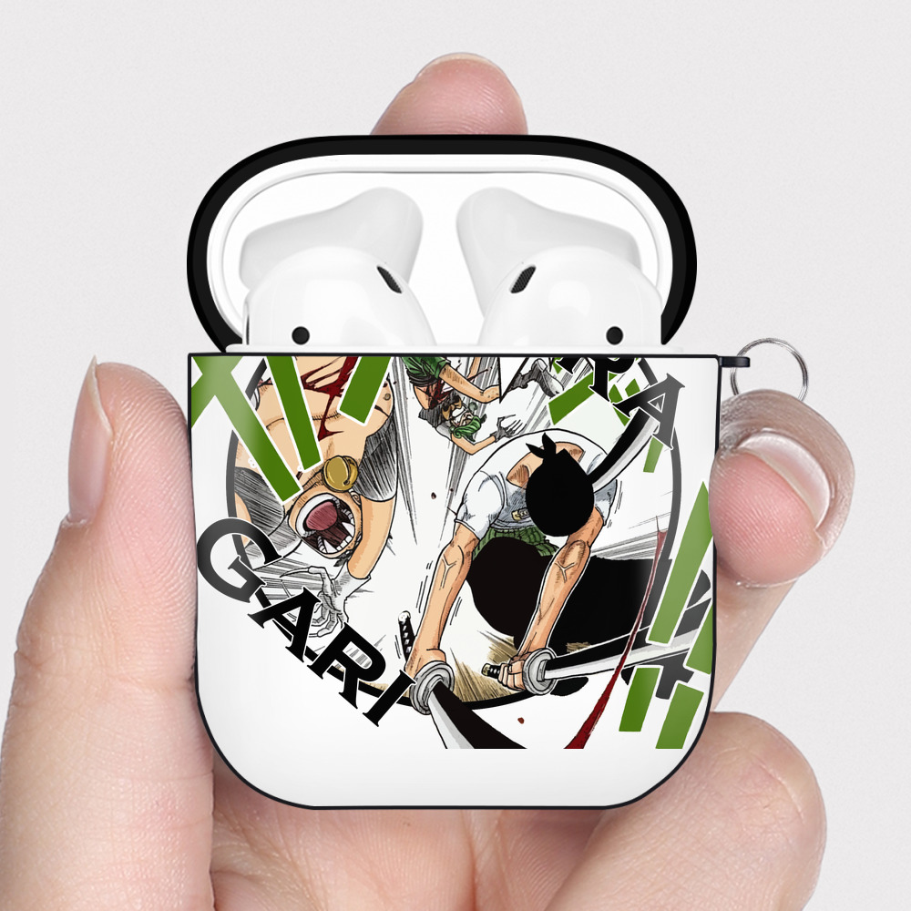 ワンピース ロロノア・ゾロ ONE PIECE Roronoa Zoro AirPods 第2世代保護ケース ハードシェル ブラック 耐衝撃・防指紋・カラビナ付き