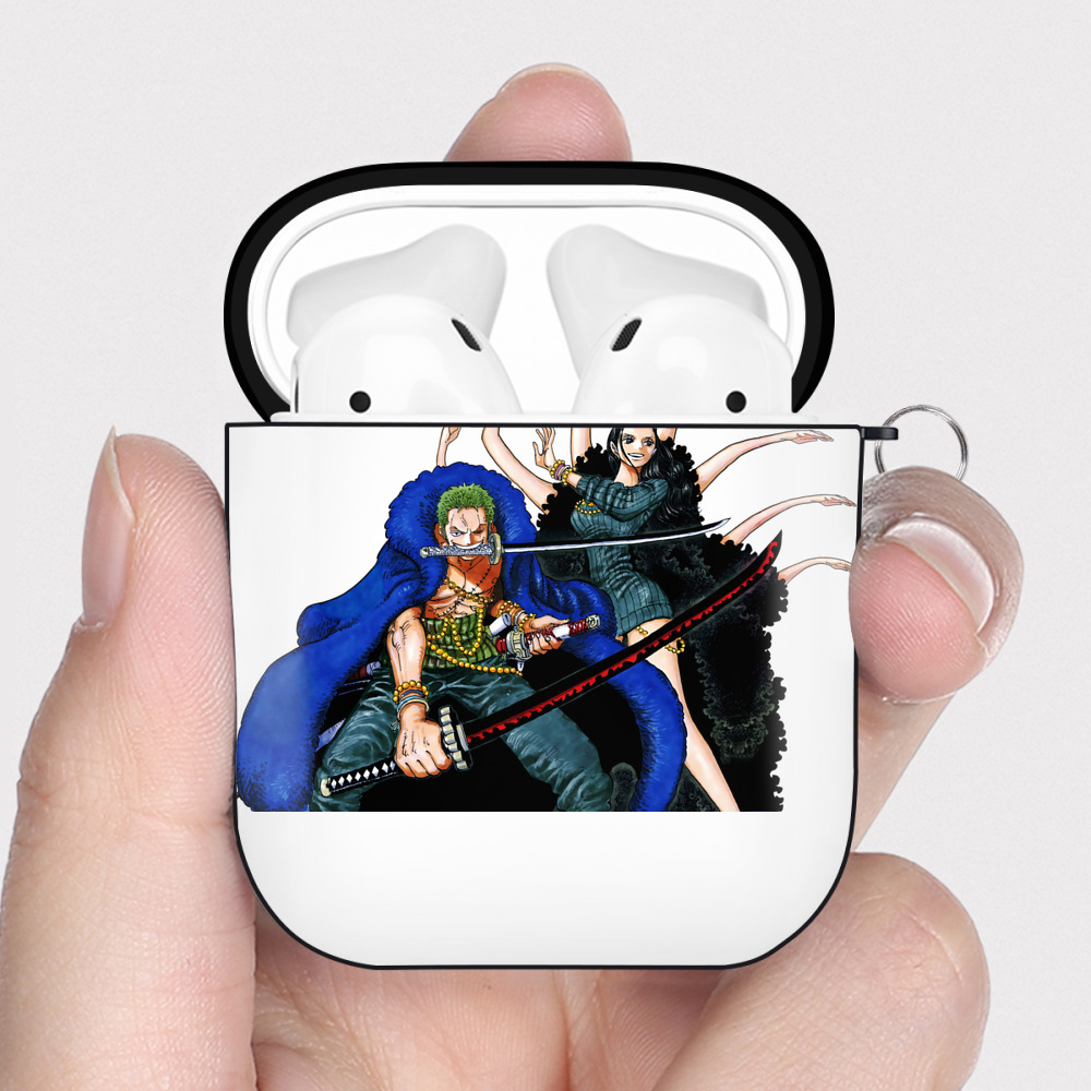 ワンピース ロロノア・ゾロ ONE PIECE Roronoa Zoro AirPods 第2世代保護ケース ハードシェル ブラック 耐衝撃・防指紋・カラビナ付き