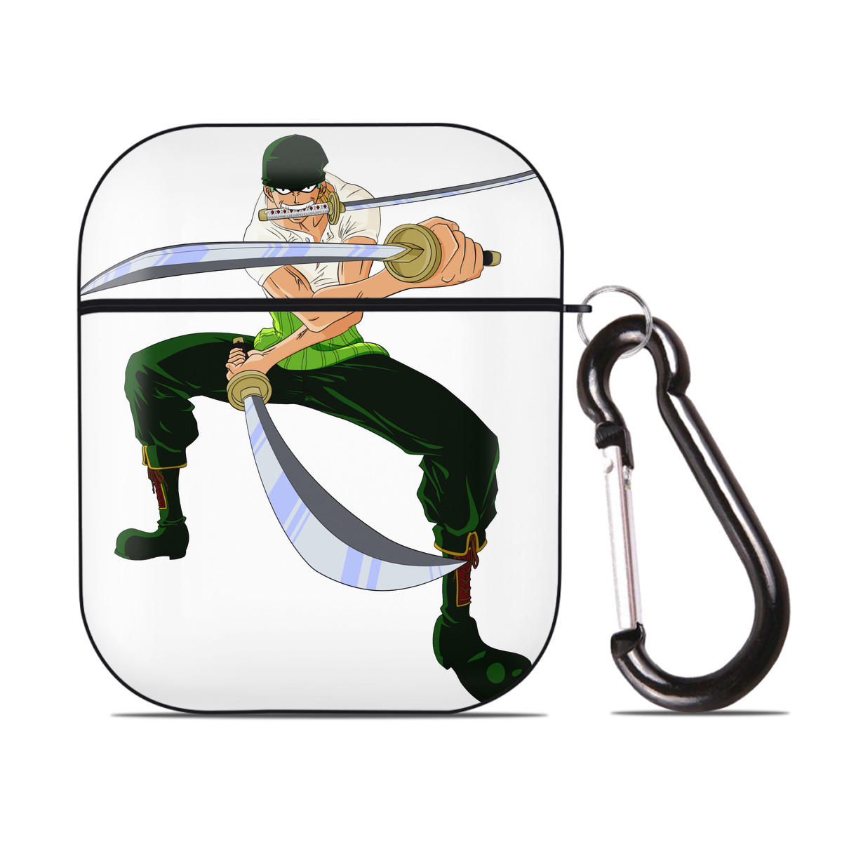 ワンピース ロロノア・ゾロ ONE PIECE Roronoa Zoro AirPods 第2世代保護ケース ハードシェル ブラック 耐衝撃・防指紋・カラビナ付き