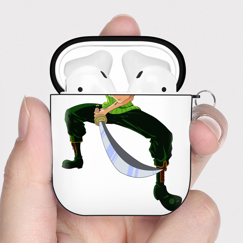 ワンピース ロロノア・ゾロ ONE PIECE Roronoa Zoro AirPods 第2世代保護ケース ハードシェル ブラック 耐衝撃・防指紋・カラビナ付き