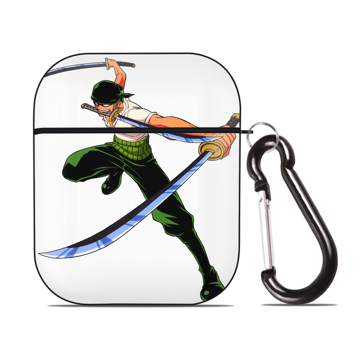ワンピース ロロノア・ゾロ ONE PIECE Roronoa Zoro AirPods 第2世代保護ケース ハードシェル ブラック 耐衝撃・防指紋・カラビナ付き
