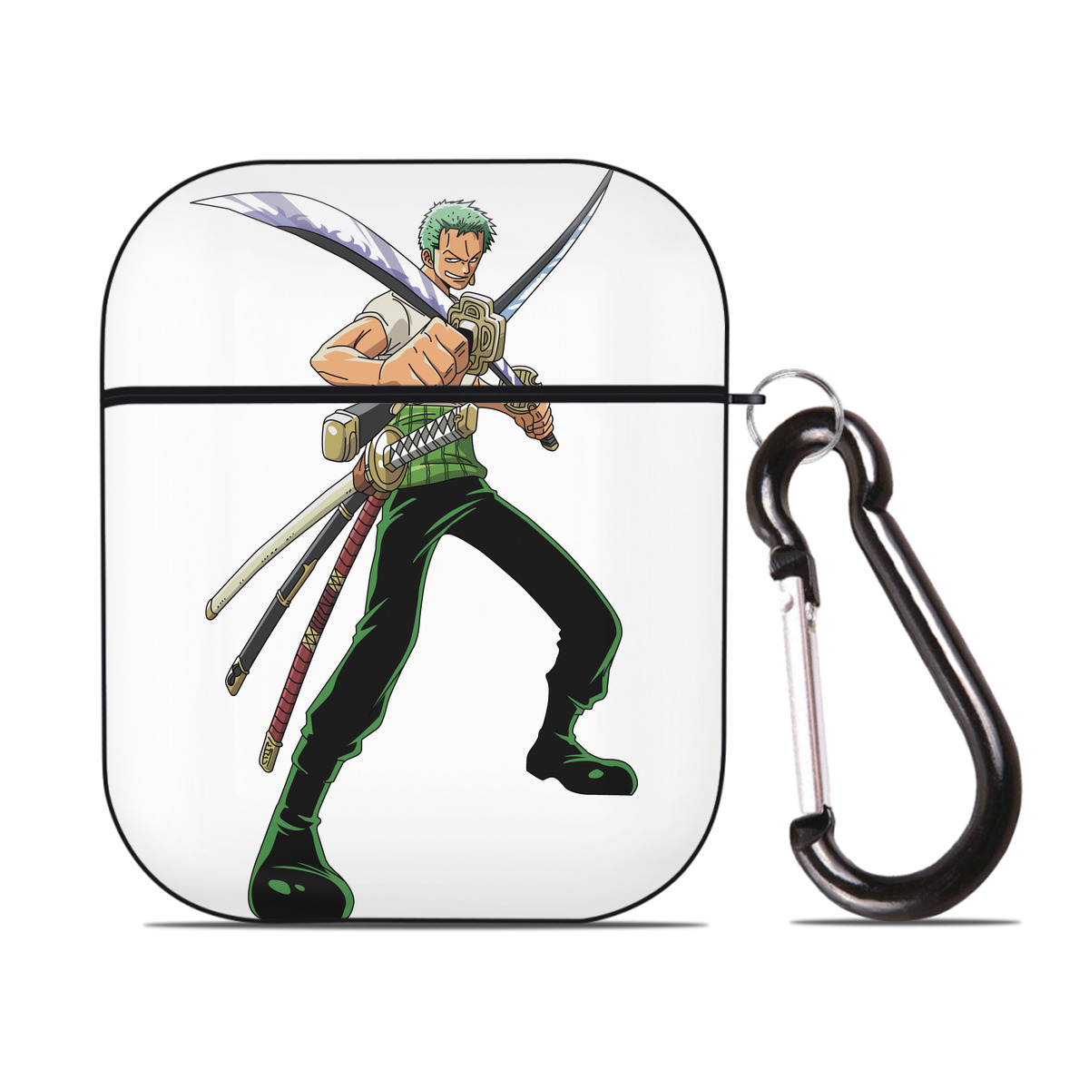 ワンピース ロロノア・ゾロ ONE PIECE Roronoa Zoro AirPods 第2世代保護ケース ハードシェル ブラック 耐衝撃・防指紋・カラビナ付き