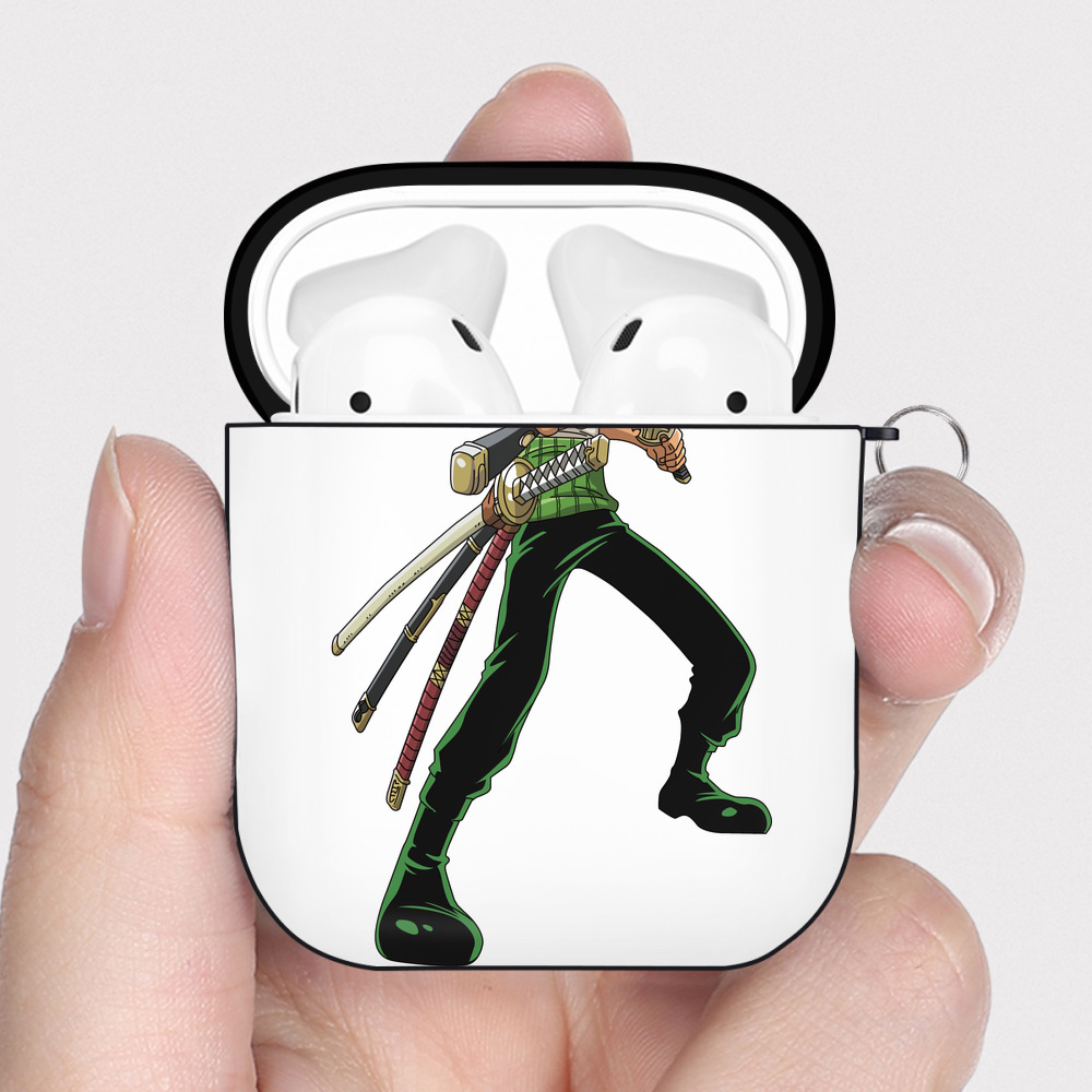 ワンピース ロロノア・ゾロ ONE PIECE Roronoa Zoro AirPods 第2世代保護ケース ハードシェル ブラック 耐衝撃・防指紋・カラビナ付き