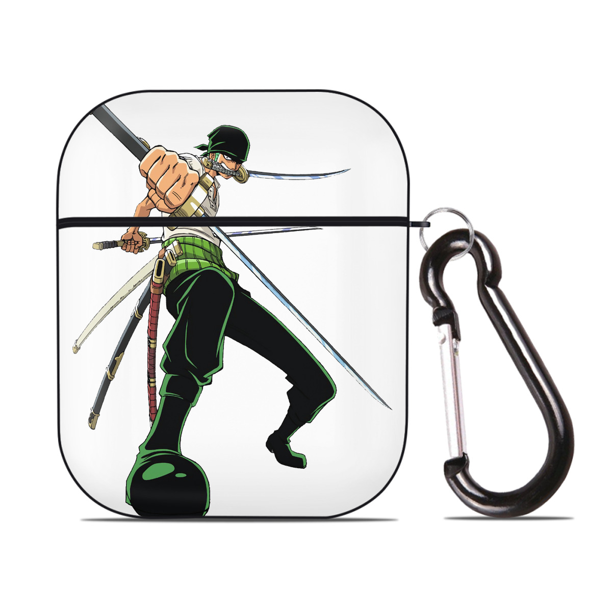 ワンピース ロロノア・ゾロ ONE PIECE Roronoa Zoro AirPods 第2世代保護ケース ハードシェル ブラック 耐衝撃・防指紋・カラビナ付き