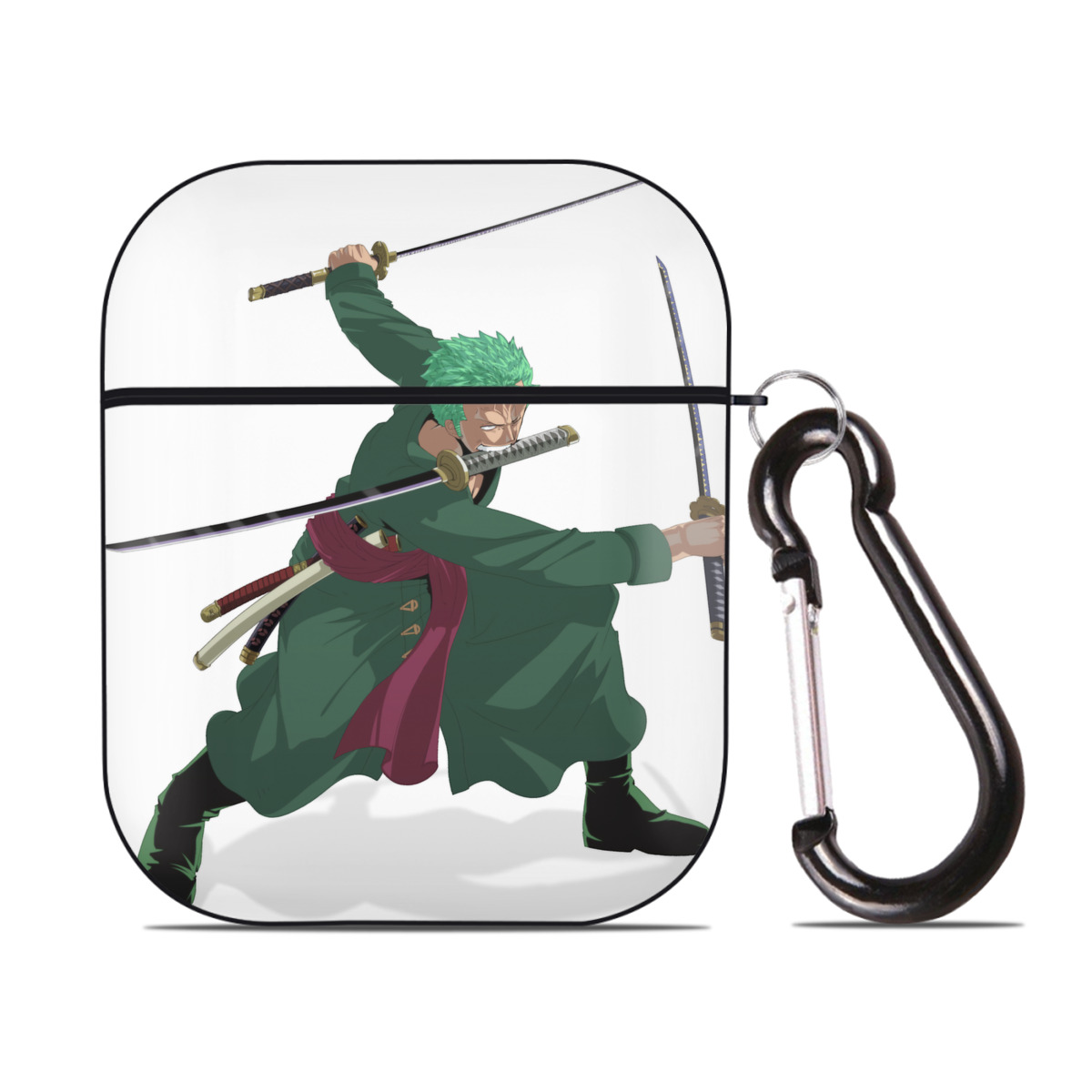 ワンピース ロロノア・ゾロ ONE PIECE Roronoa Zoro AirPods 第2世代保護ケース ハードシェル ブラック 耐衝撃・防指紋・カラビナ付き