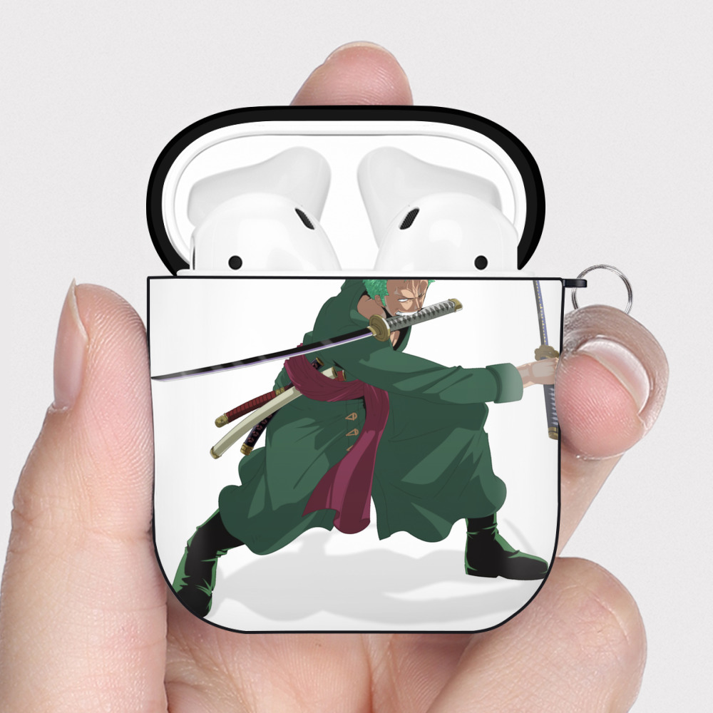 ワンピース ロロノア・ゾロ ONE PIECE Roronoa Zoro AirPods 第2世代保護ケース ハードシェル ブラック 耐衝撃・防指紋・カラビナ付き