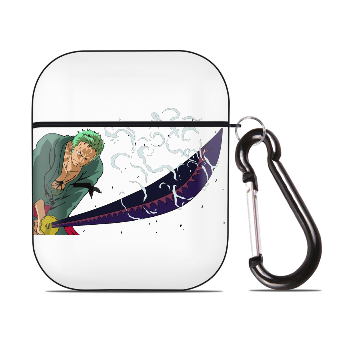 ワンピース ロロノア・ゾロ ONE PIECE Roronoa Zoro AirPods 第2世代保護ケース ハードシェル ブラック 耐衝撃・防指紋・カラビナ付き