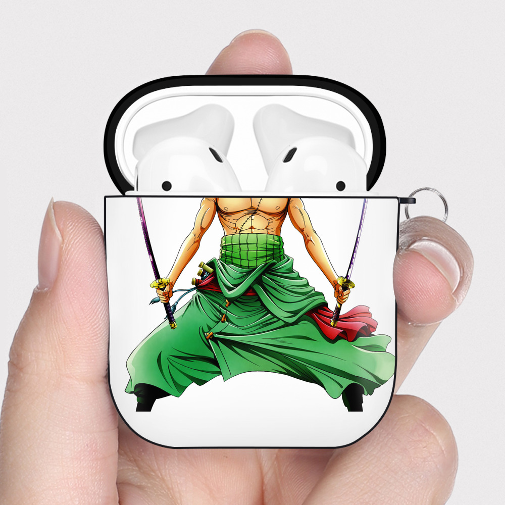 ワンピース ロロノア・ゾロ ONE PIECE Roronoa Zoro AirPods 第2世代保護ケース ハードシェル ブラック 耐衝撃・防指紋・カラビナ付き