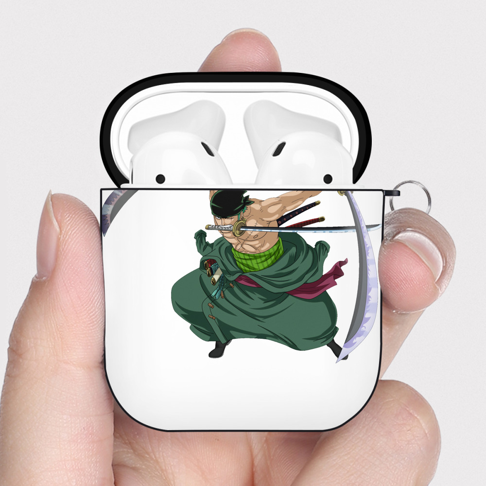 ワンピース ロロノア・ゾロ ONE PIECE Roronoa Zoro AirPods 第2世代保護ケース ハードシェル ブラック 耐衝撃・防指紋・カラビナ付き