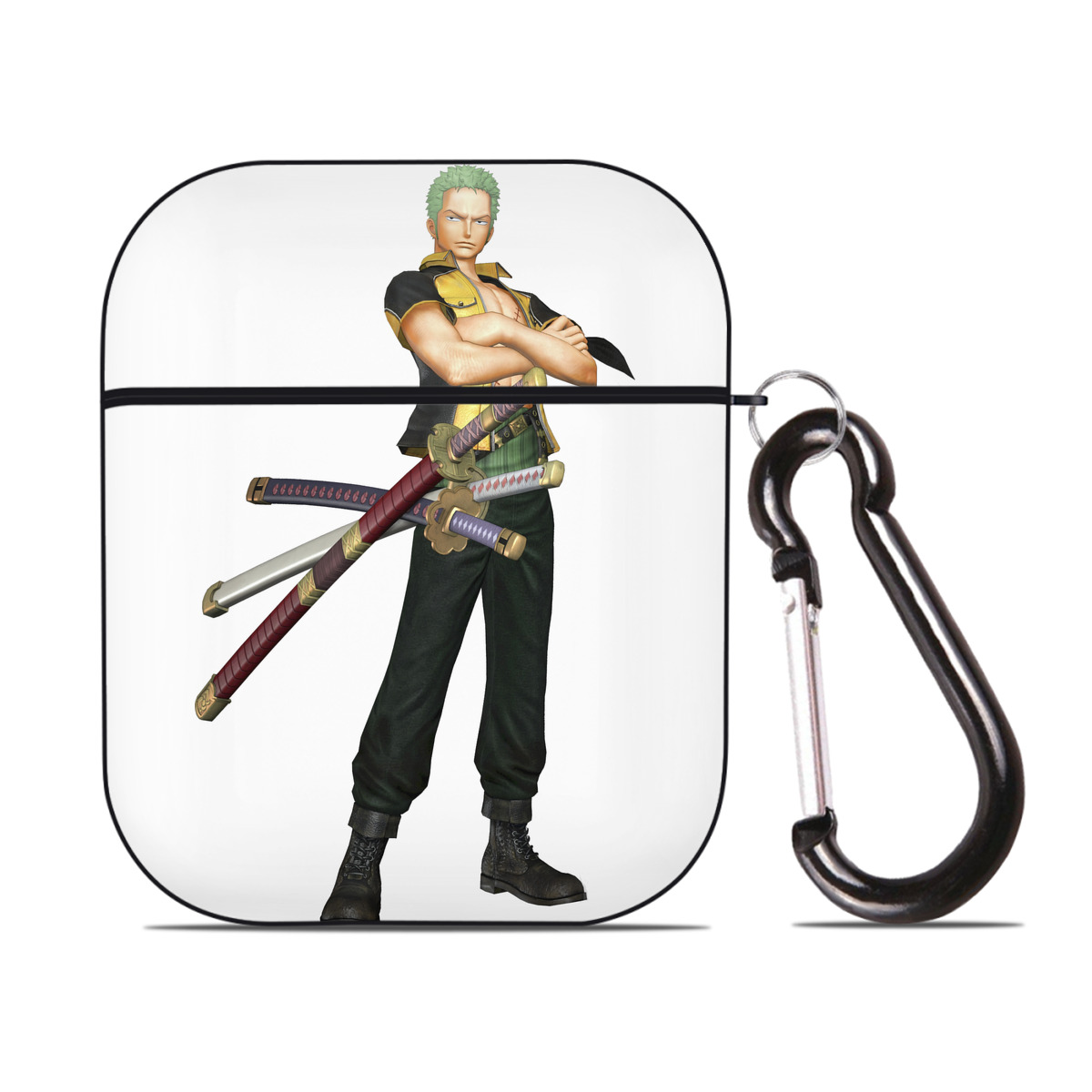 ワンピース ロロノア・ゾロ ONE PIECE Roronoa Zoro AirPods 第2世代保護ケース ハードシェル ブラック 耐衝撃・防指紋・カラビナ付き