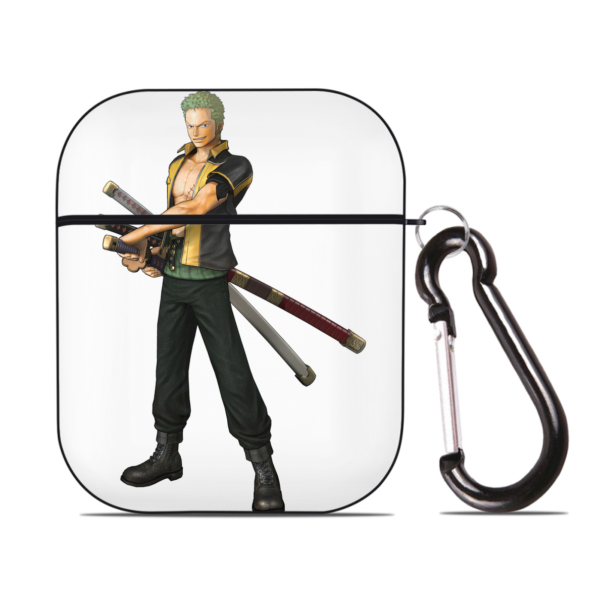 ワンピース ロロノア・ゾロ ONE PIECE Roronoa Zoro AirPods 第2世代保護ケース ハードシェル ブラック 耐衝撃・防指紋・カラビナ付き