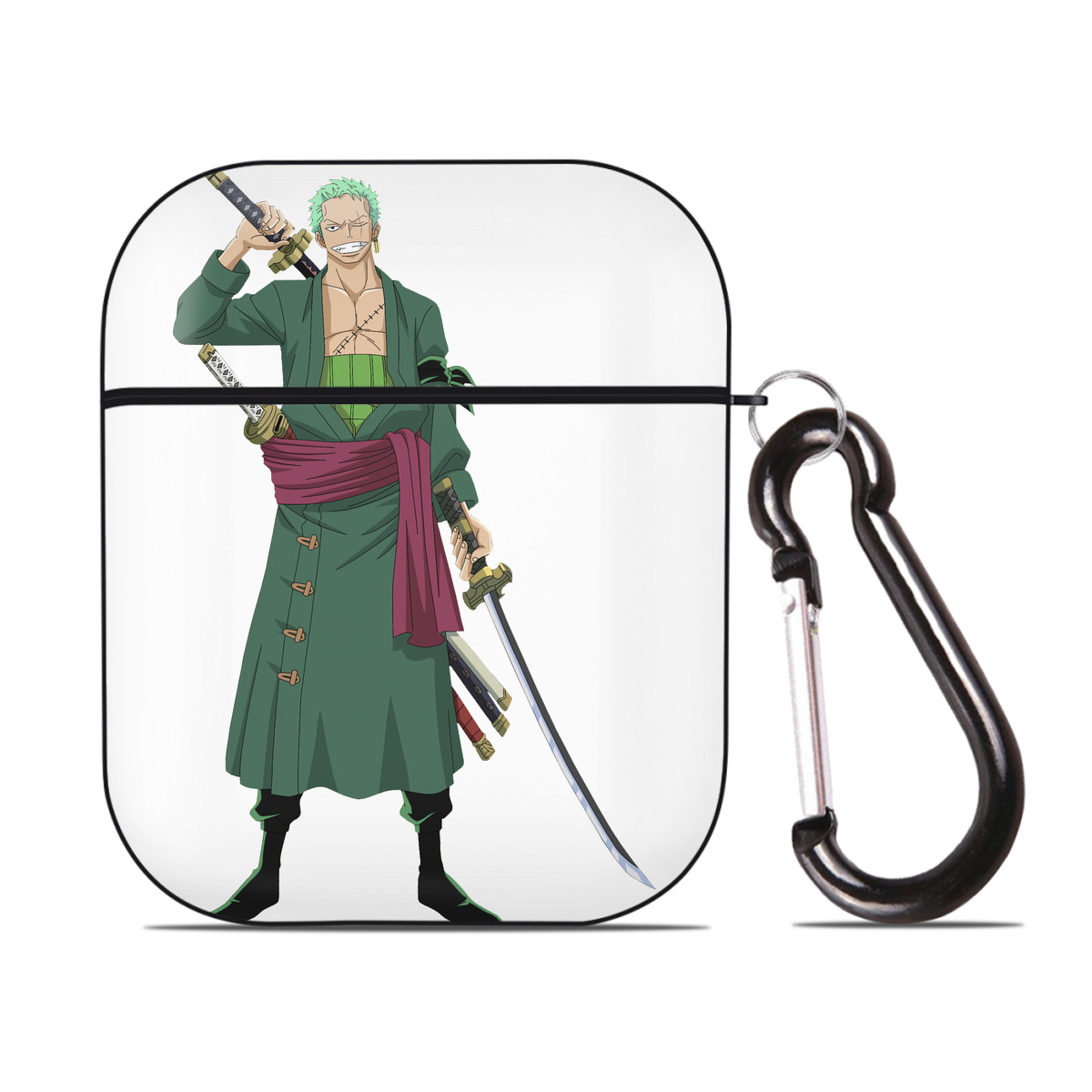 ワンピース ロロノア・ゾロ ONE PIECE Roronoa Zoro AirPods 第2世代保護ケース ハードシェル ブラック 耐衝撃・防指紋・カラビナ付き