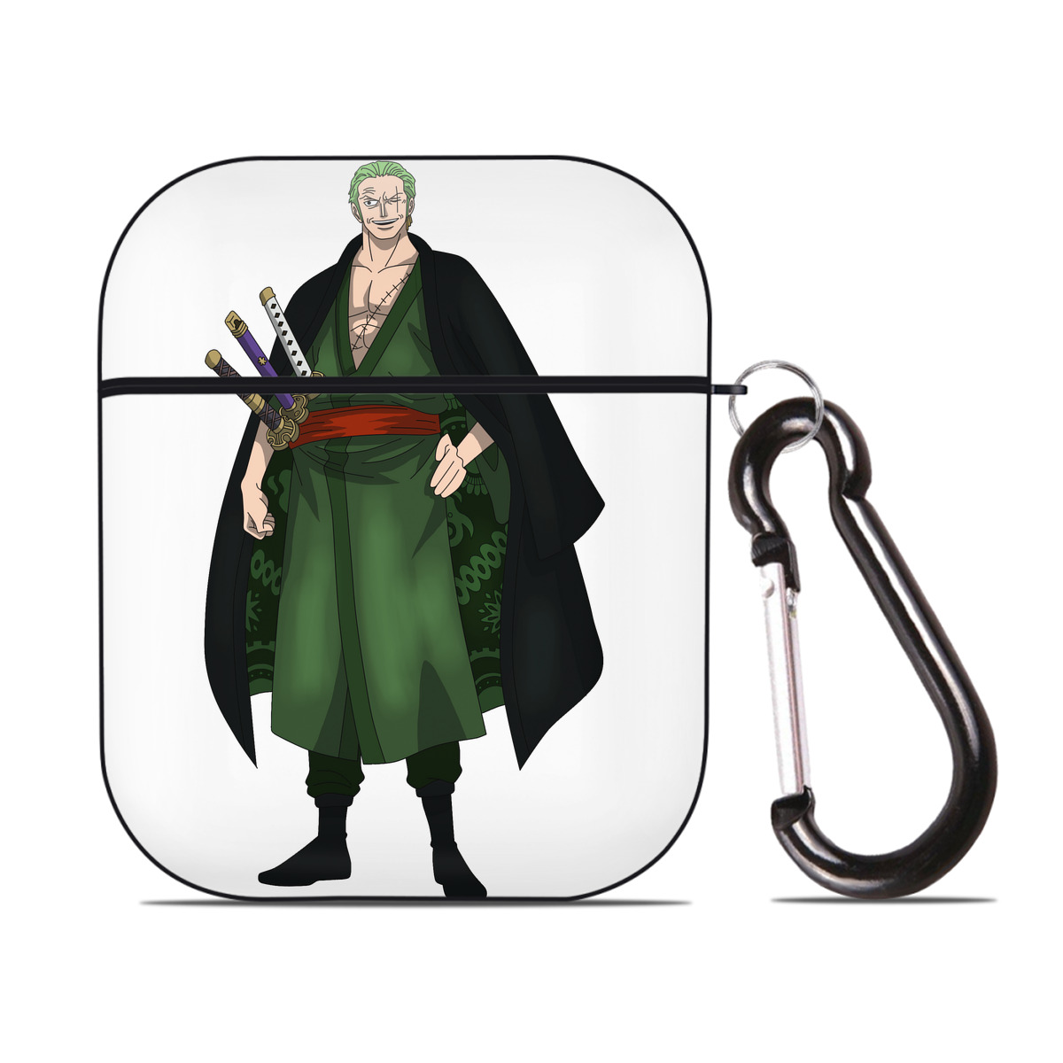 ワンピース ロロノア・ゾロ ONE PIECE Roronoa Zoro AirPods 第2世代保護ケース ハードシェル ブラック 耐衝撃・防指紋・カラビナ付き