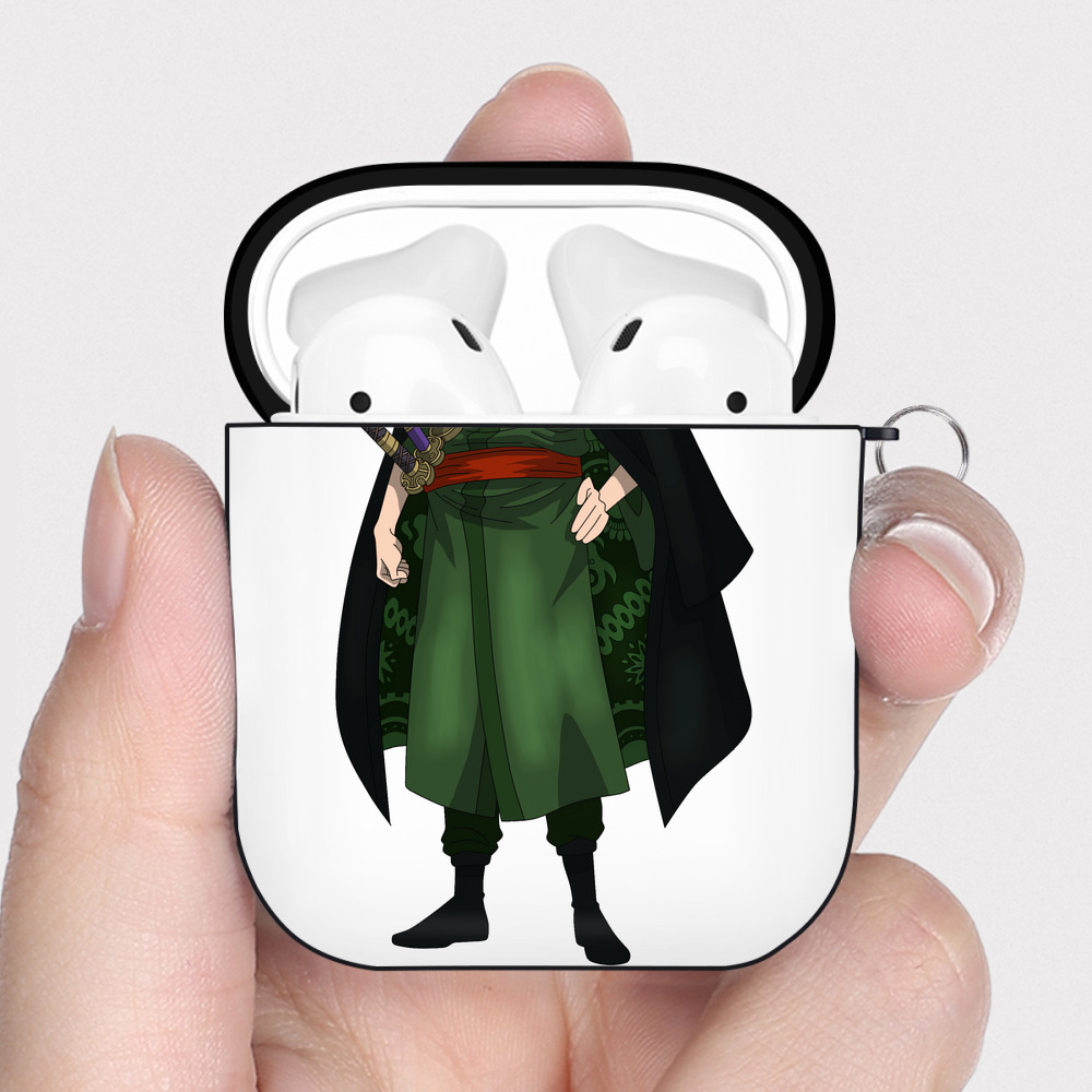 ワンピース ロロノア・ゾロ ONE PIECE Roronoa Zoro AirPods 第2世代保護ケース ハードシェル ブラック 耐衝撃・防指紋・カラビナ付き