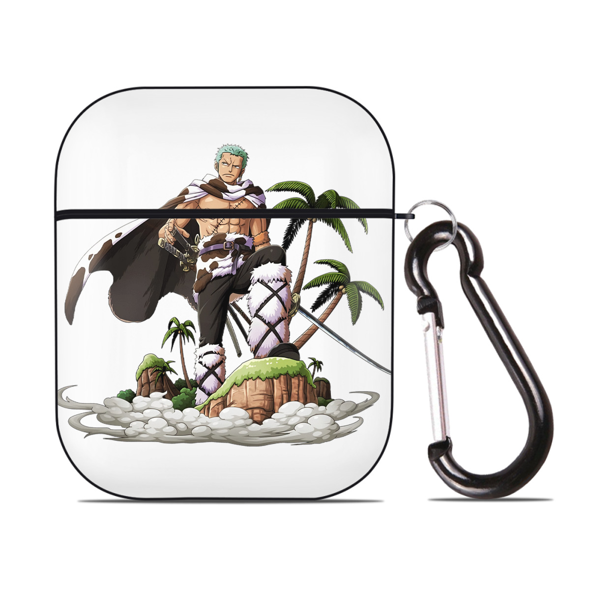 ワンピース ロロノア・ゾロ ONE PIECE Roronoa Zoro AirPods 第2世代保護ケース ハードシェル ブラック 耐衝撃・防指紋・カラビナ付き