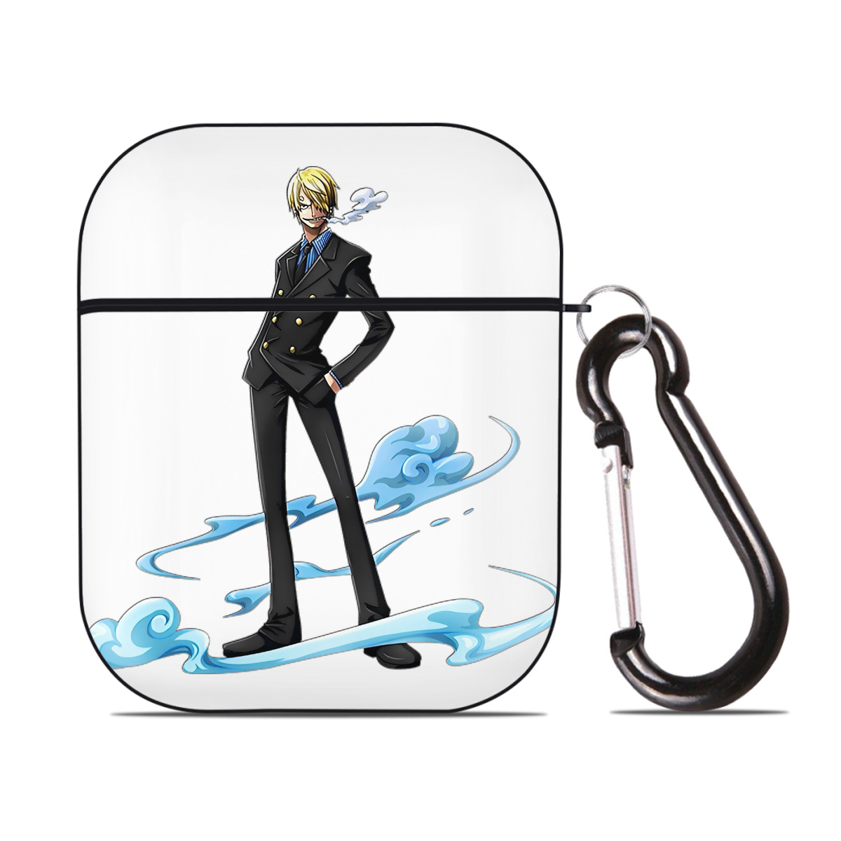 （画像用） ワンピース サンジ ONE PIECE Sanji AirPods 第2世代保護ケース ハードシェル ブラック 耐衝撃・防指紋・カラビナ付き