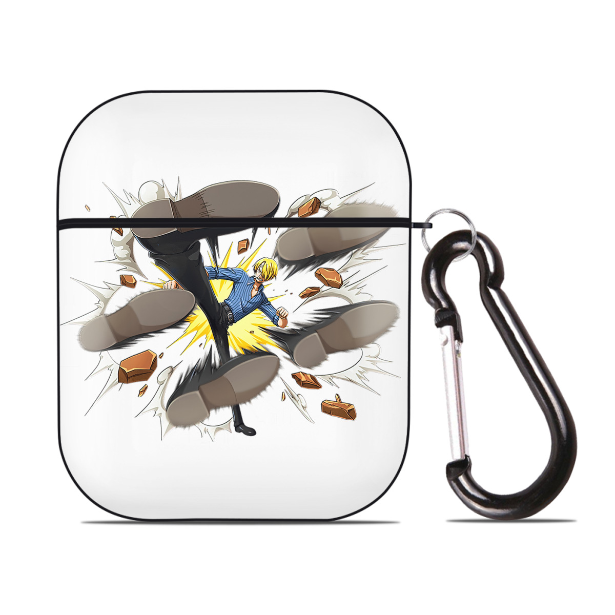 （画像用） ワンピース サンジ ONE PIECE Sanji AirPods 第2世代保護ケース ハードシェル ブラック 耐衝撃・防指紋・カラビナ付き