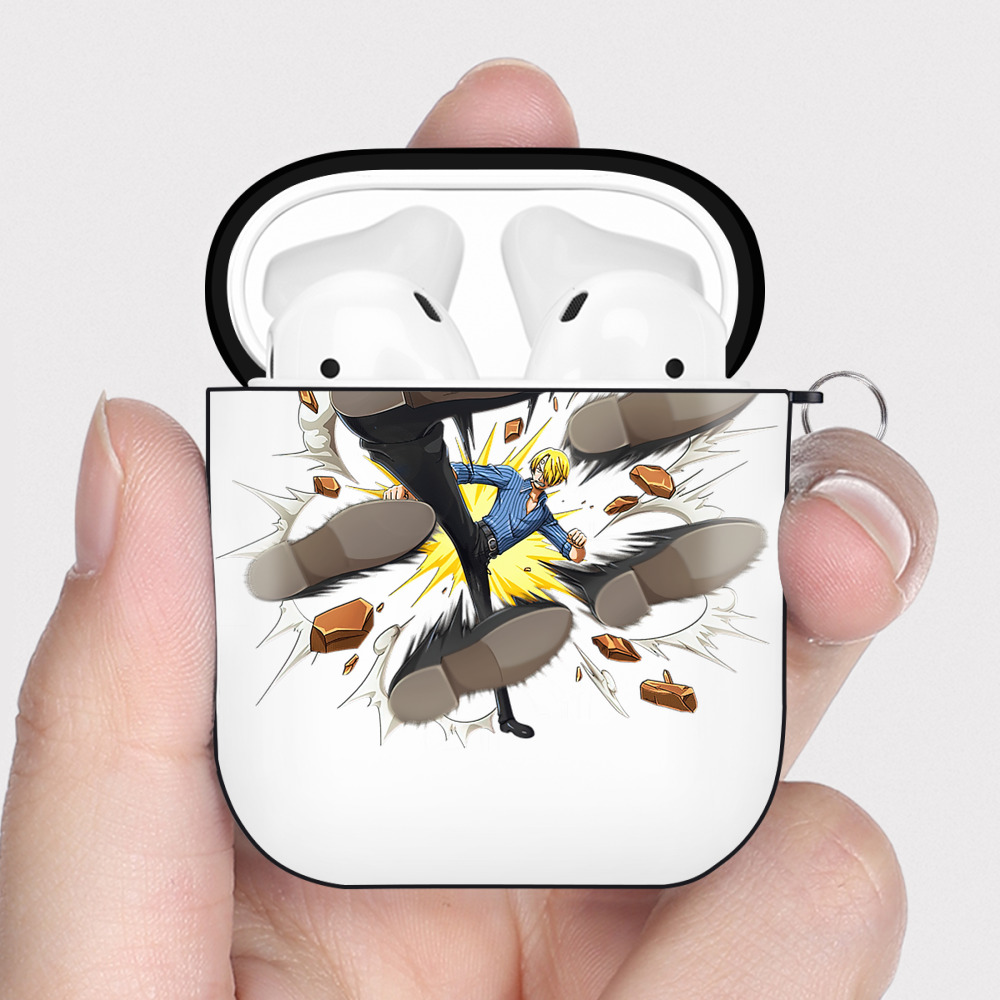 ワンピース サンジ ONE PIECE Sanji AirPods 第2世代保護ケース ハードシェル ブラック 耐衝撃・防指紋・カラビナ付き