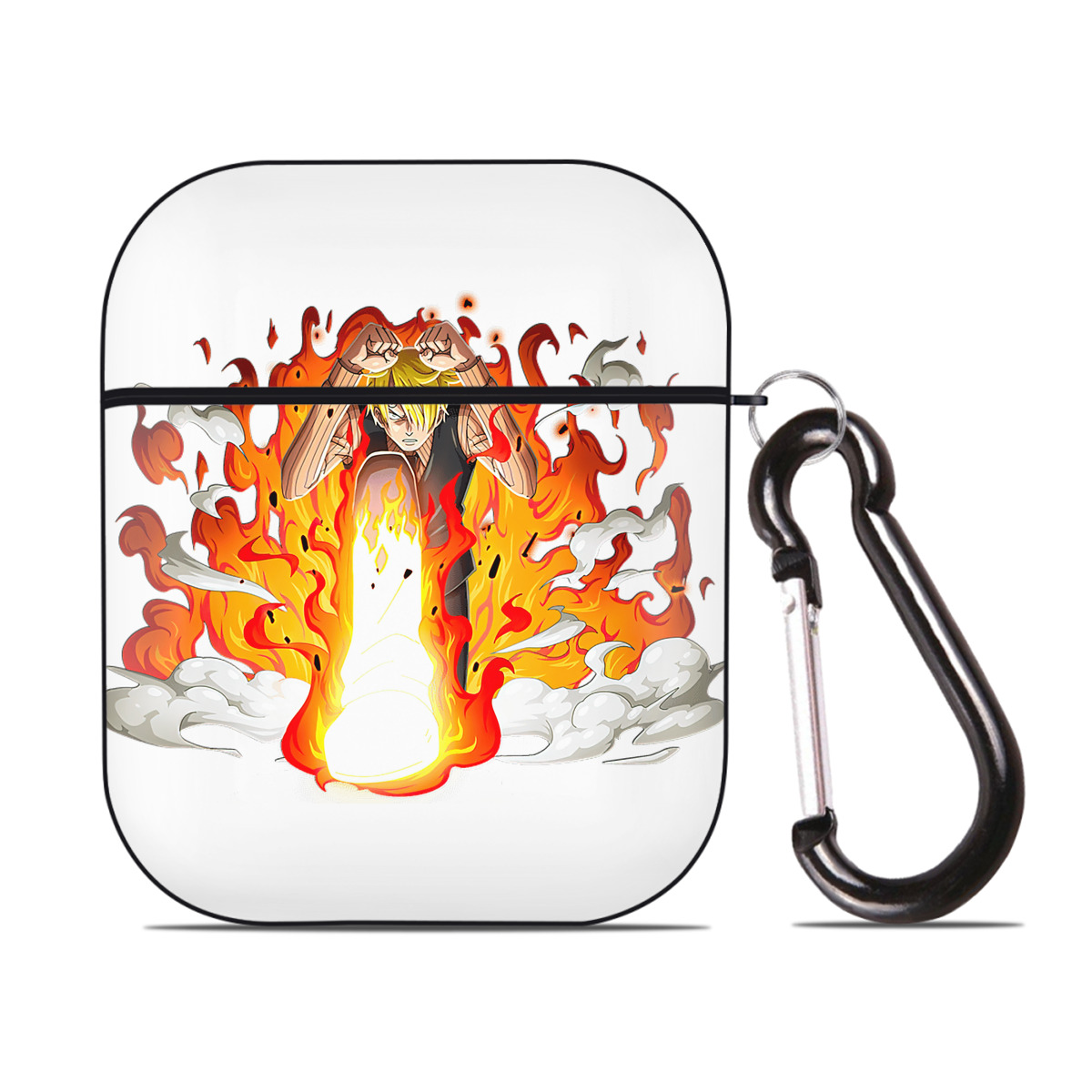 （画像用） ワンピース サンジ ONE PIECE Sanji AirPods 第2世代保護ケース ハードシェル ブラック 耐衝撃・防指紋・カラビナ付き