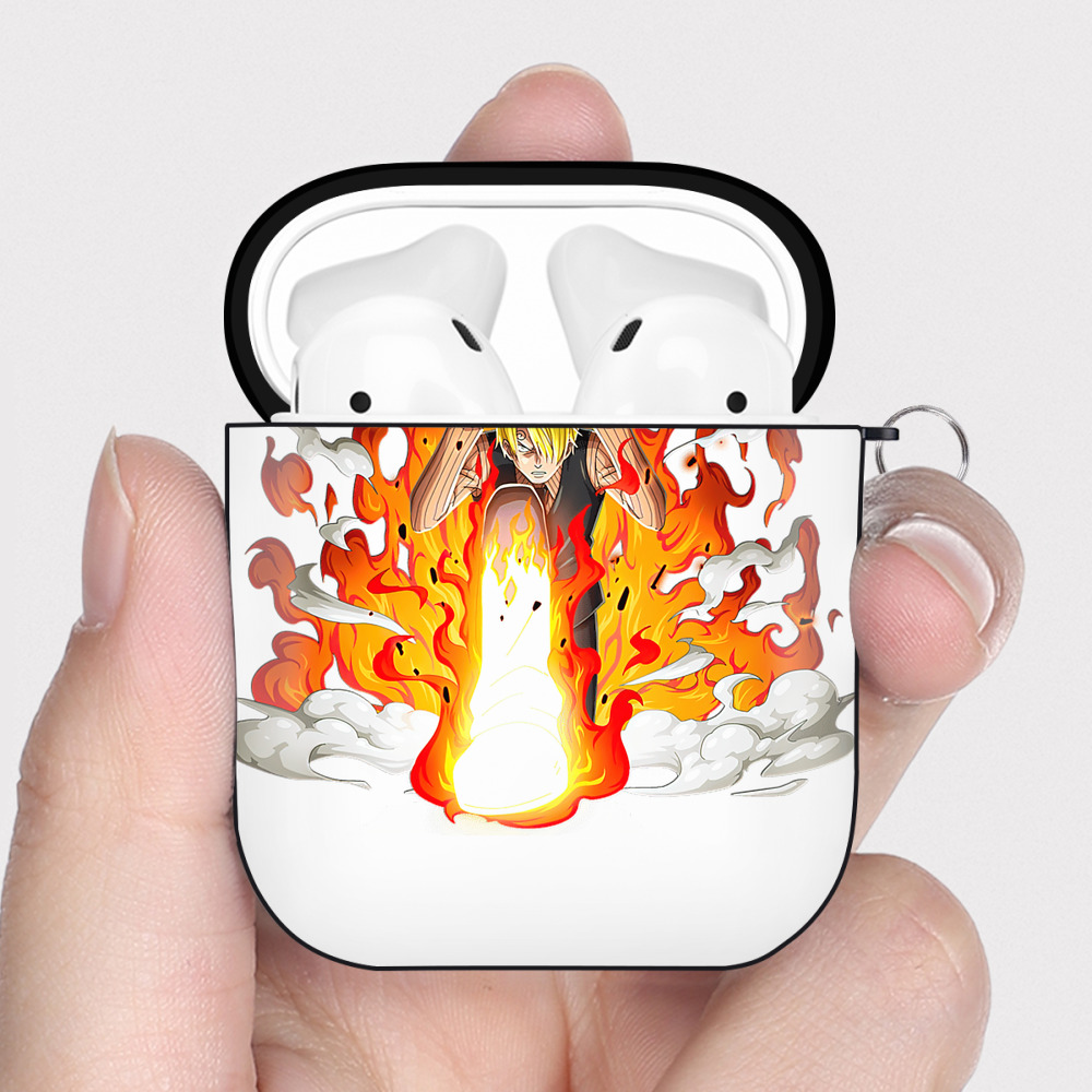 ワンピース サンジ ONE PIECE Sanji AirPods 第2世代保護ケース ハードシェル ブラック 耐衝撃・防指紋・カラビナ付き