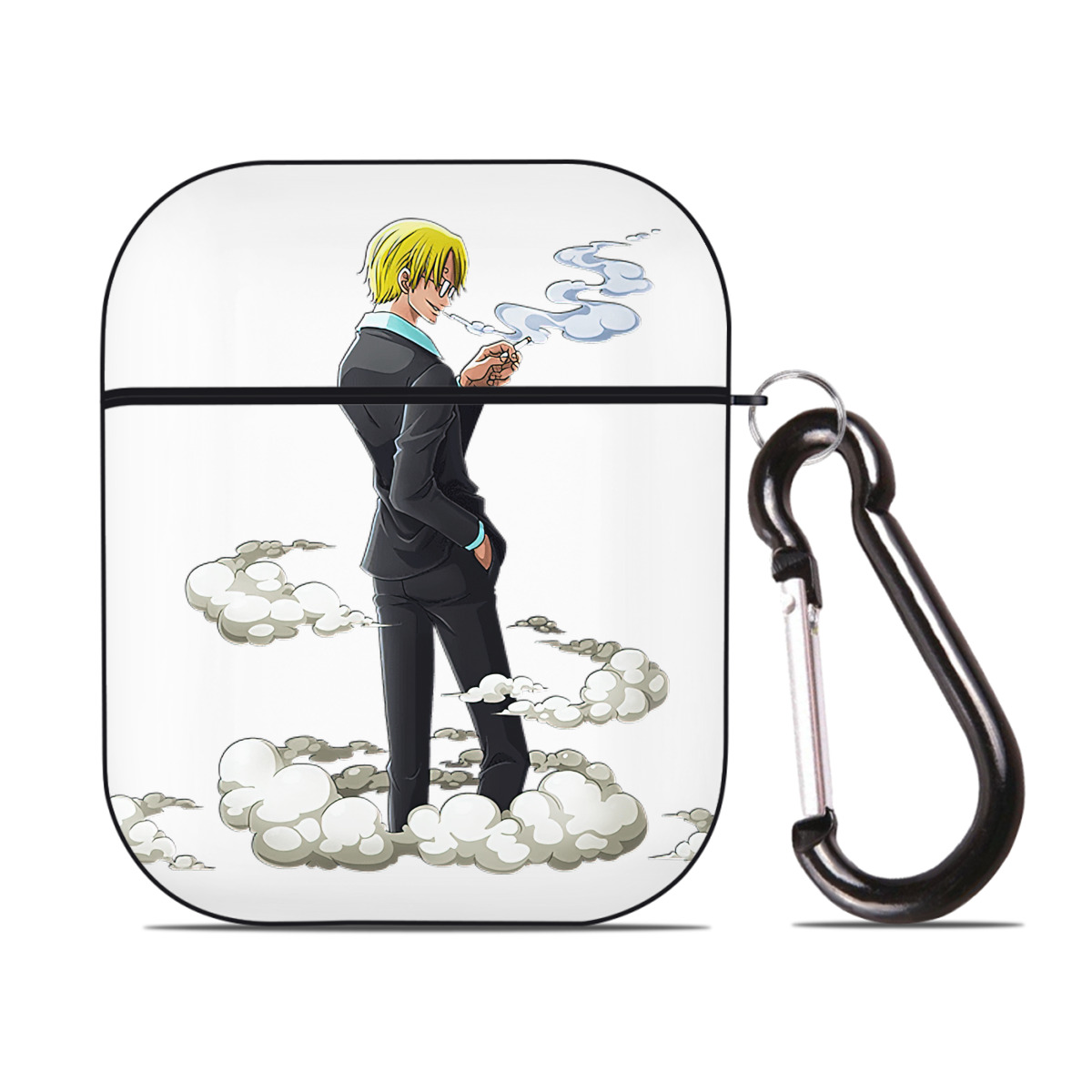（画像用） ワンピース サンジ ONE PIECE Sanji AirPods 第2世代保護ケース ハードシェル ブラック 耐衝撃・防指紋・カラビナ付き