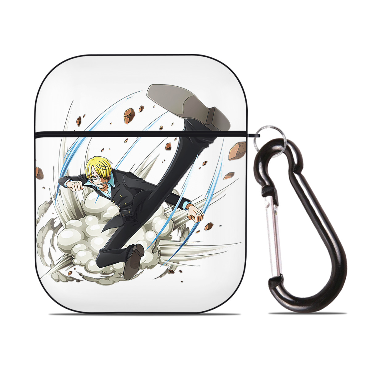 （画像用） ワンピース サンジ ONE PIECE Sanji AirPods 第2世代保護ケース ハードシェル ブラック 耐衝撃・防指紋・カラビナ付き