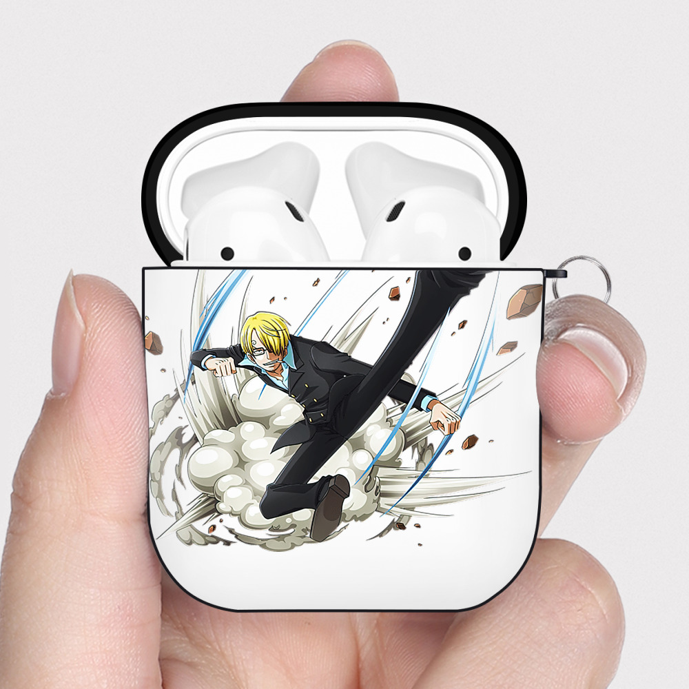 ワンピース サンジ ONE PIECE Sanji AirPods 第2世代保護ケース ハードシェル ブラック 耐衝撃・防指紋・カラビナ付き
