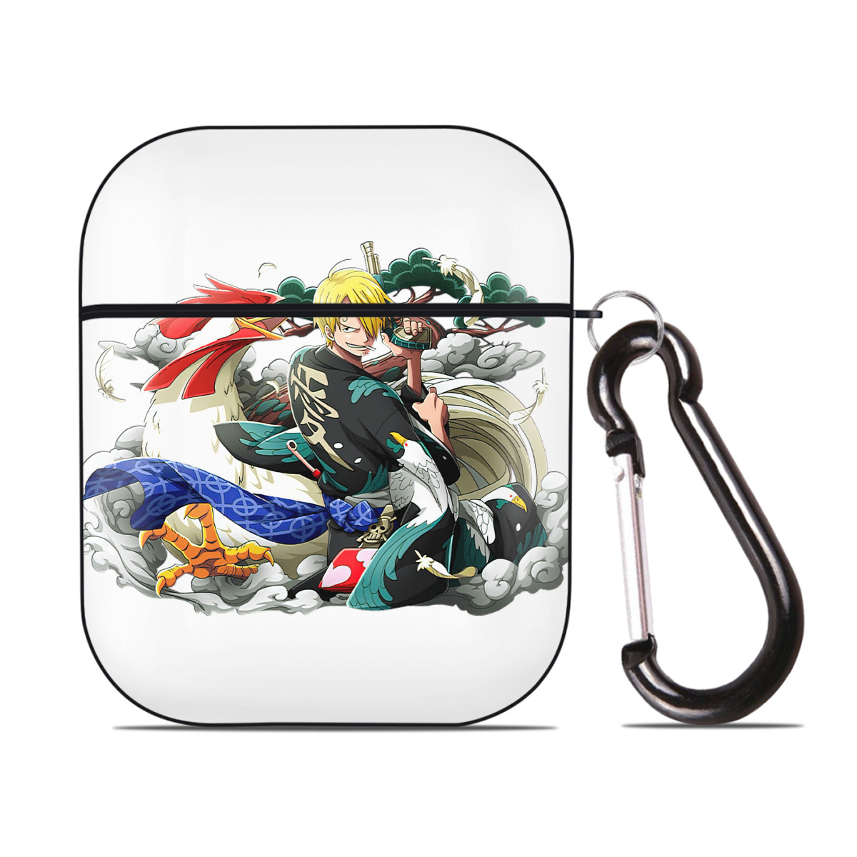 （画像用） ワンピース サンジ ONE PIECE Sanji AirPods 第2世代保護ケース ハードシェル ブラック 耐衝撃・防指紋・カラビナ付き