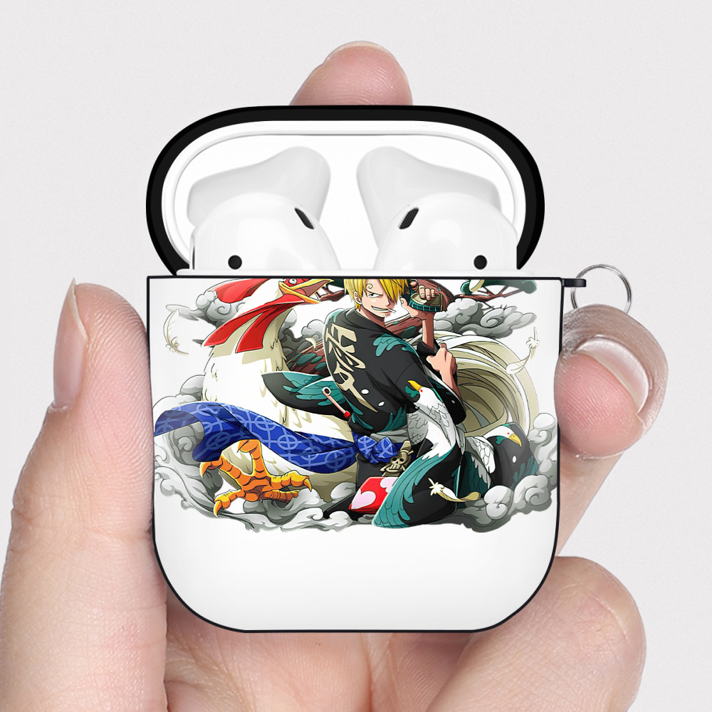 ワンピース サンジ ONE PIECE Sanji AirPods 第2世代保護ケース ハードシェル ブラック 耐衝撃・防指紋・カラビナ付き