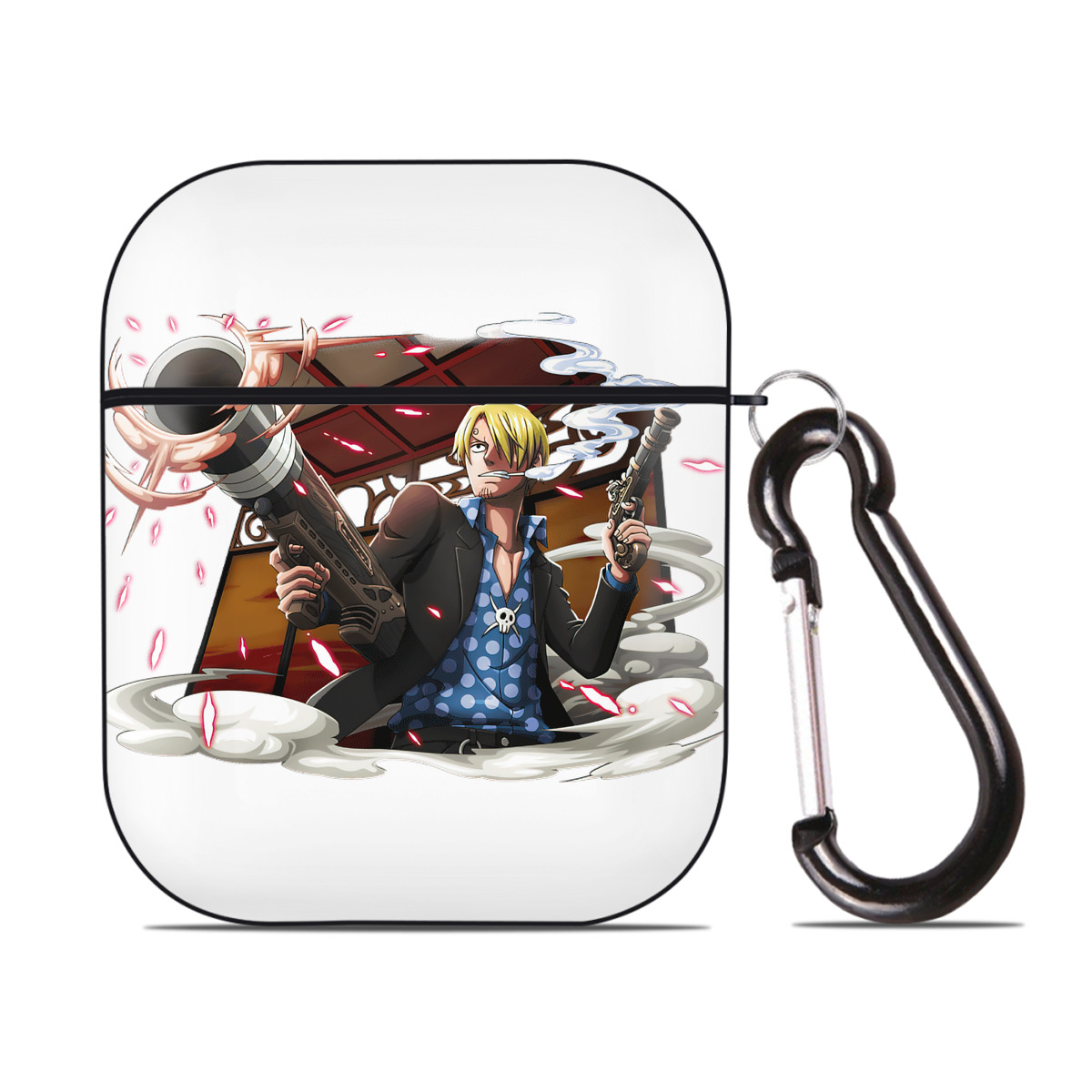 （画像用） ワンピース サンジ ONE PIECE Sanji AirPods 第2世代保護ケース ハードシェル ブラック 耐衝撃・防指紋・カラビナ付き