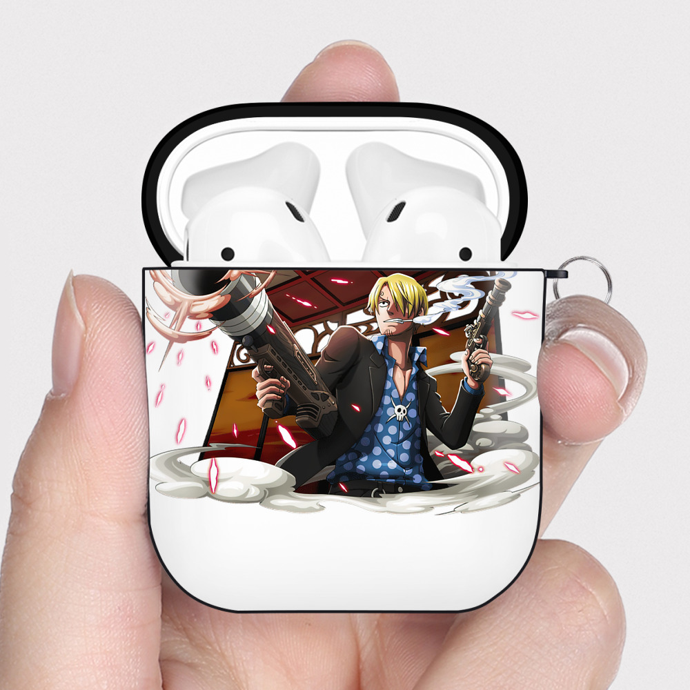 ワンピース サンジ ONE PIECE Sanji AirPods 第2世代保護ケース ハードシェル ブラック 耐衝撃・防指紋・カラビナ付き