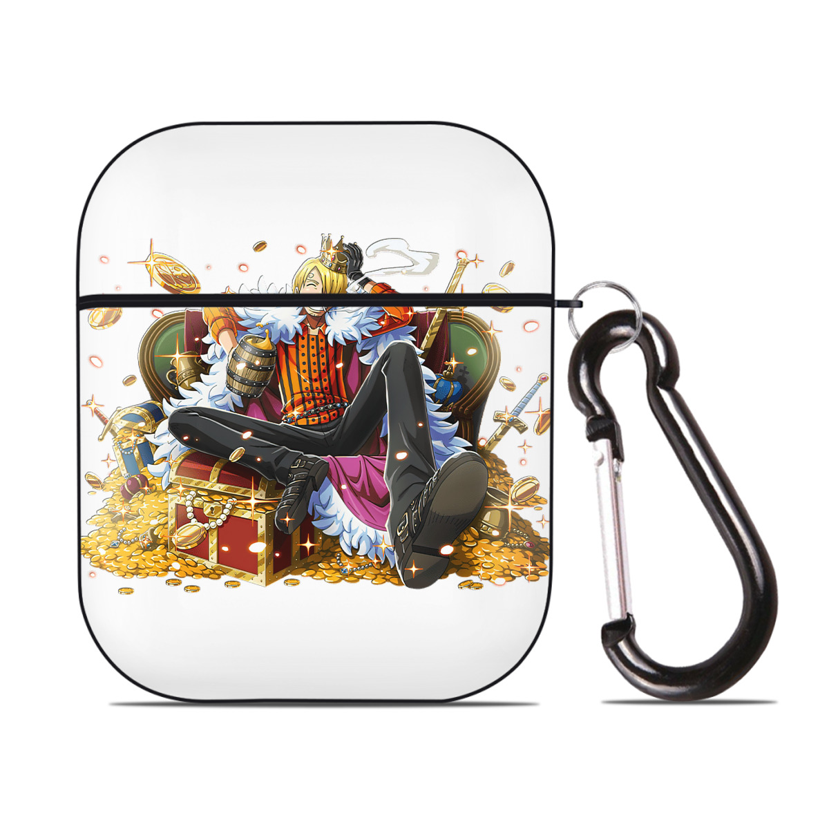 （画像用） ワンピース サンジ ONE PIECE Sanji AirPods 第2世代保護ケース ハードシェル ブラック 耐衝撃・防指紋・カラビナ付き