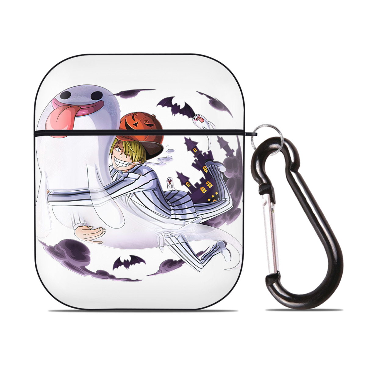 （画像用） ワンピース サンジ ONE PIECE Sanji AirPods 第2世代保護ケース ハードシェル ブラック 耐衝撃・防指紋・カラビナ付き