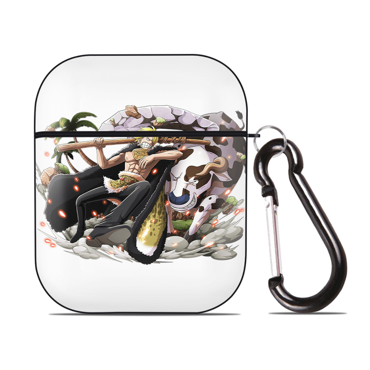 （画像用） ワンピース サンジ ONE PIECE Sanji AirPods 第2世代保護ケース ハードシェル ブラック 耐衝撃・防指紋・カラビナ付き