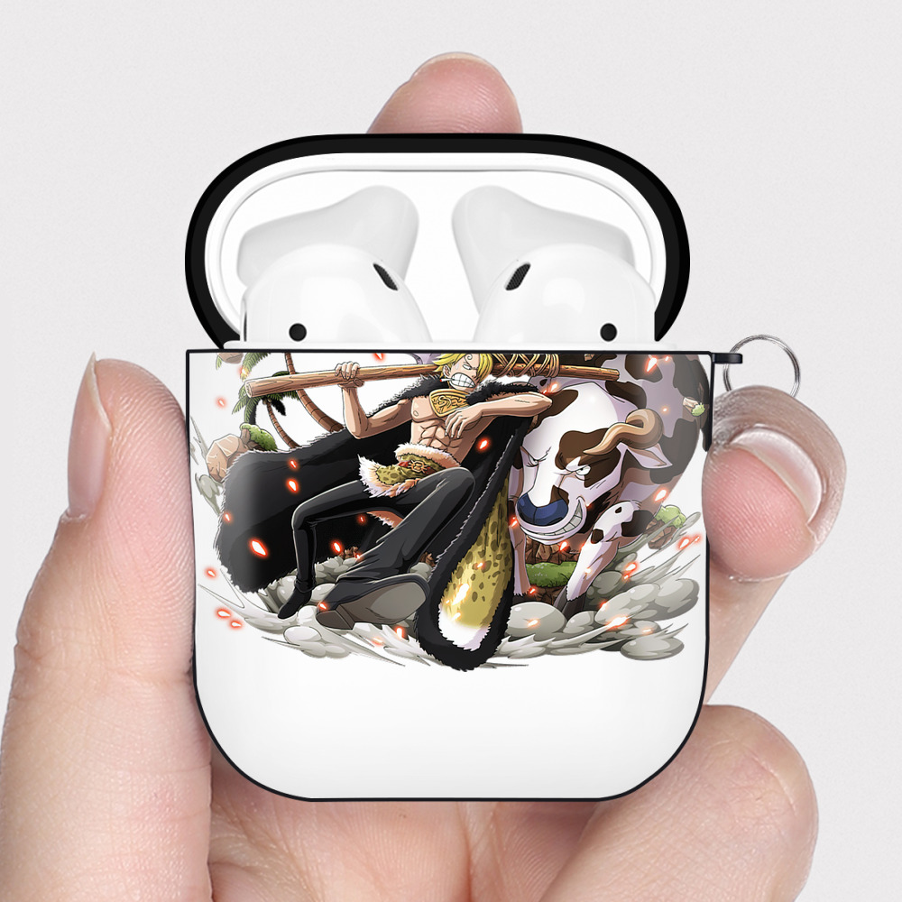 ワンピース サンジ ONE PIECE Sanji AirPods 第2世代保護ケース ハードシェル ブラック 耐衝撃・防指紋・カラビナ付き