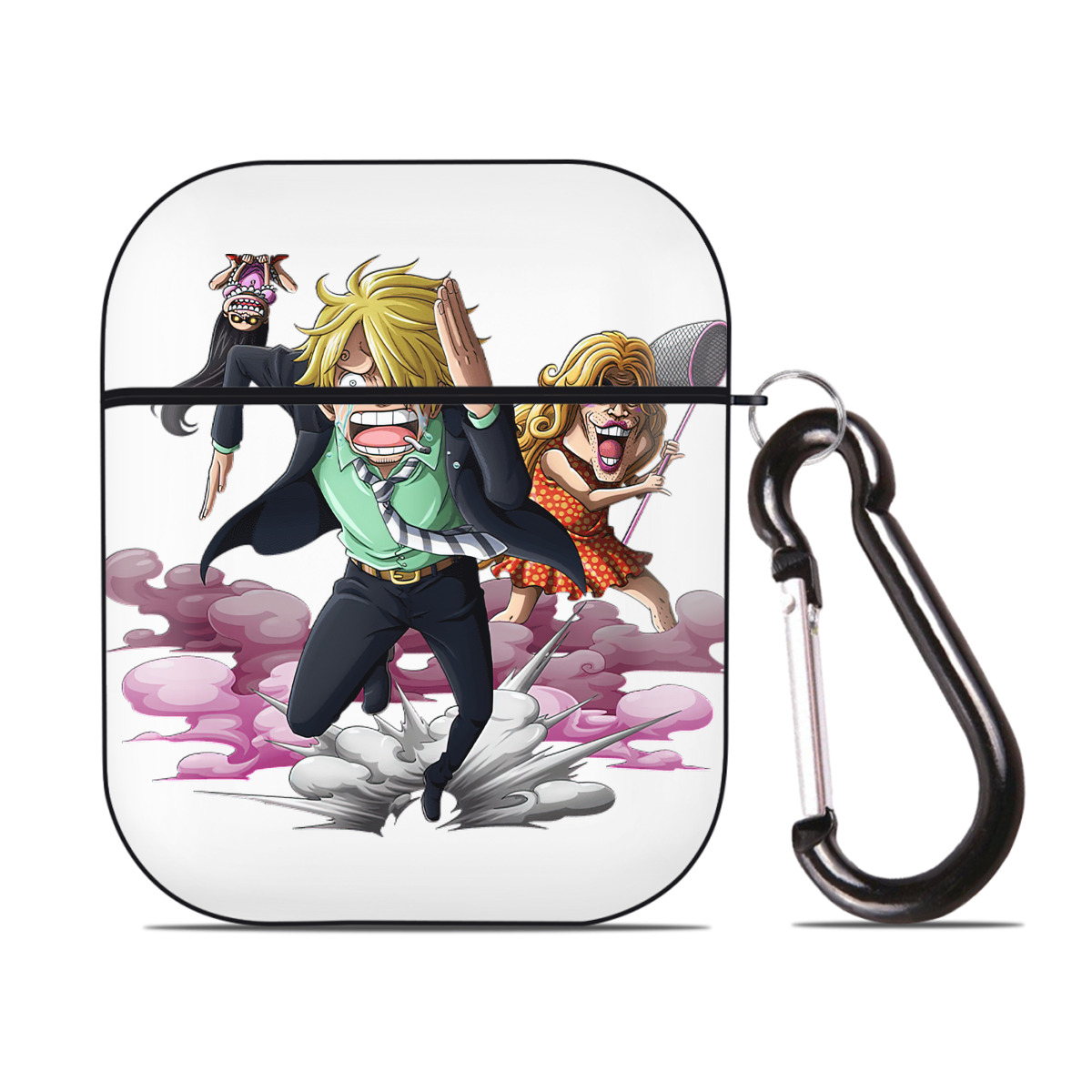 （画像用） ワンピース サンジ ONE PIECE Sanji AirPods 第2世代保護ケース ハードシェル ブラック 耐衝撃・防指紋・カラビナ付き
