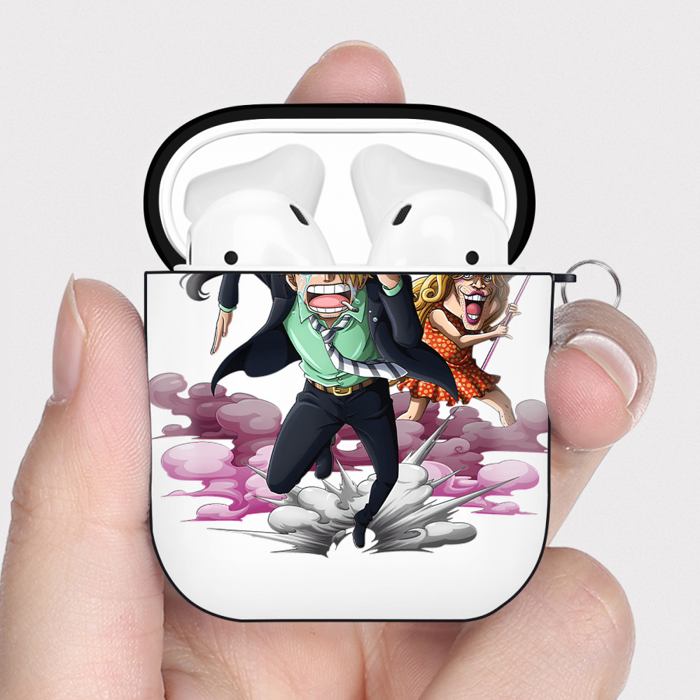 ワンピース サンジ ONE PIECE Sanji AirPods 第2世代保護ケース ハードシェル ブラック 耐衝撃・防指紋・カラビナ付き
