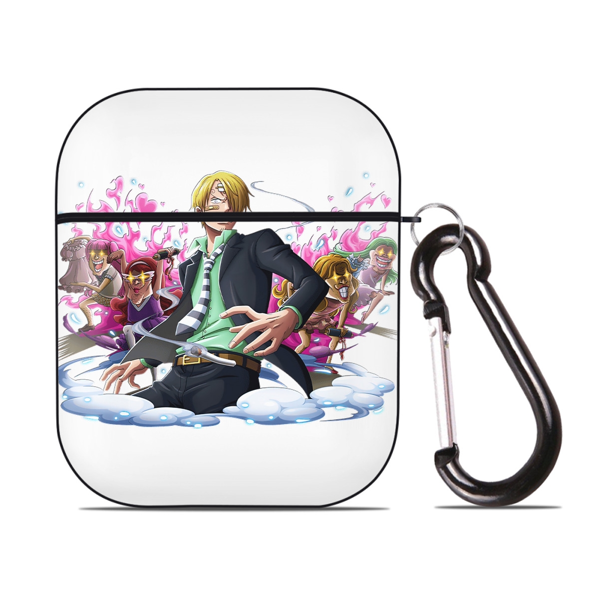 （画像用） ワンピース サンジ ONE PIECE Sanji AirPods 第2世代保護ケース ハードシェル ブラック 耐衝撃・防指紋・カラビナ付き