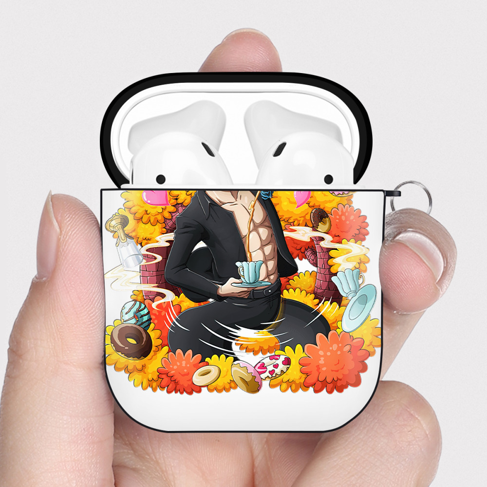 ワンピース サンジ ONE PIECE Sanji AirPods 第2世代保護ケース ハードシェル ブラック 耐衝撃・防指紋・カラビナ付き