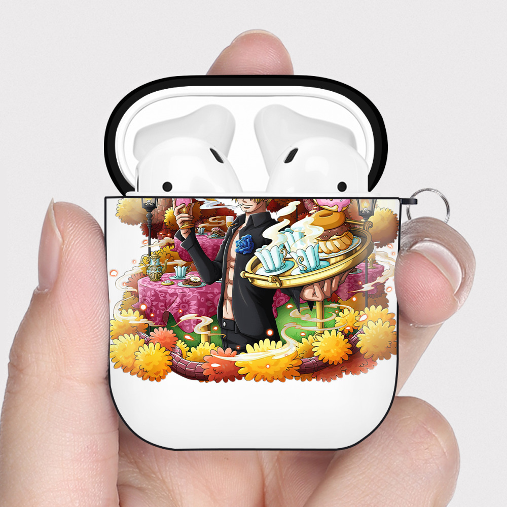 ワンピース サンジ ONE PIECE Sanji AirPods 第2世代保護ケース ハードシェル ブラック 耐衝撃・防指紋・カラビナ付き