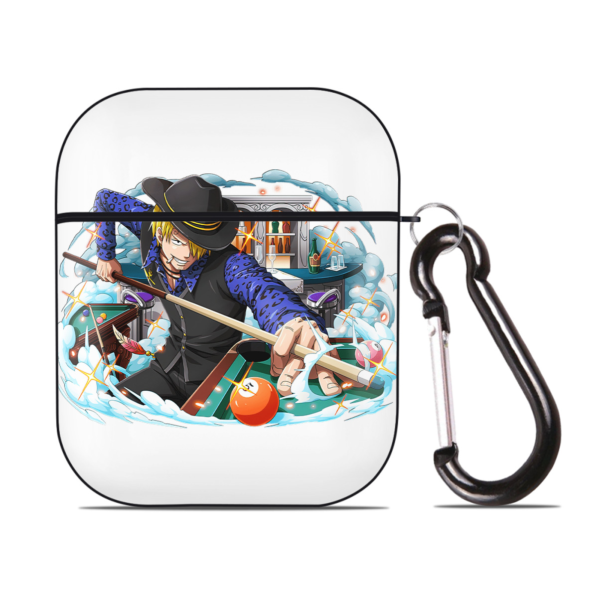 （画像用） ワンピース サンジ ONE PIECE Sanji AirPods 第2世代保護ケース ハードシェル ブラック 耐衝撃・防指紋・カラビナ付き