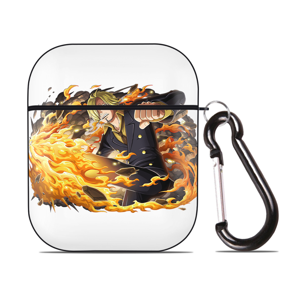（画像用） ワンピース サンジ ONE PIECE Sanji AirPods 第2世代保護ケース ハードシェル ブラック 耐衝撃・防指紋・カラビナ付き