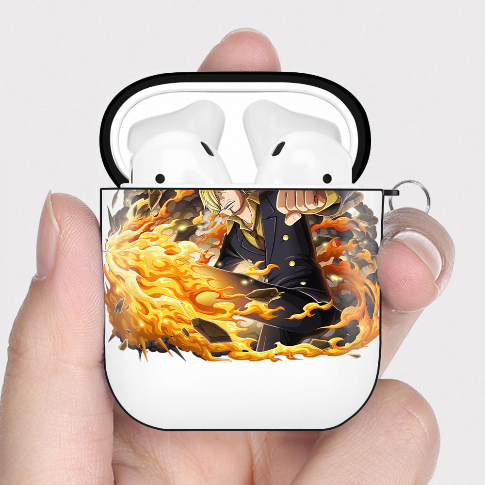 ワンピース サンジ ONE PIECE Sanji AirPods 第2世代保護ケース ハードシェル ブラック 耐衝撃・防指紋・カラビナ付き