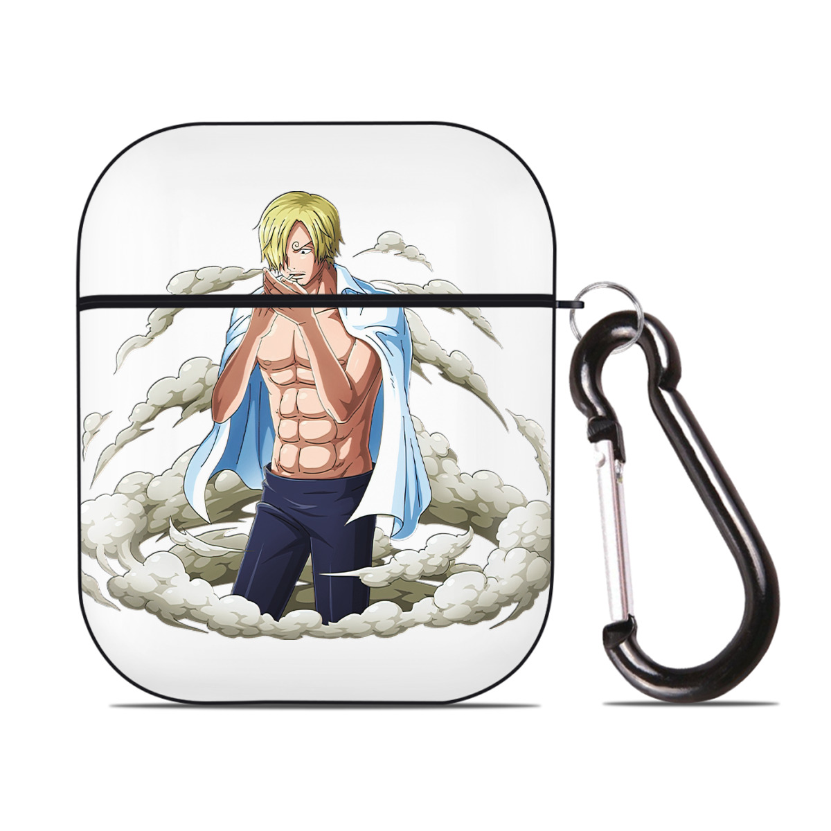 （画像用） ワンピース サンジ ONE PIECE Sanji AirPods 第2世代保護ケース ハードシェル ブラック 耐衝撃・防指紋・カラビナ付き