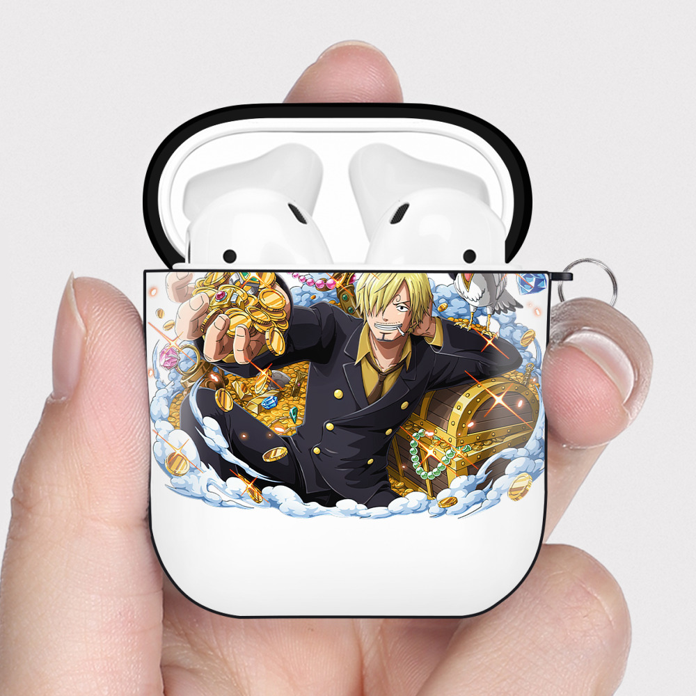 ワンピース サンジ ONE PIECE Sanji AirPods 第2世代保護ケース ハードシェル ブラック 耐衝撃・防指紋・カラビナ付き