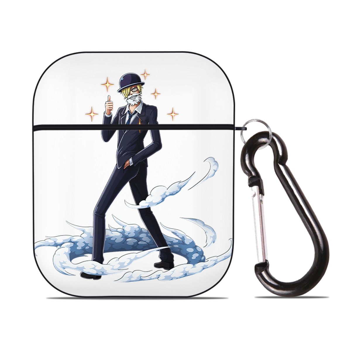 （画像用） ワンピース サンジ ONE PIECE Sanji AirPods 第2世代保護ケース ハードシェル ブラック 耐衝撃・防指紋・カラビナ付き