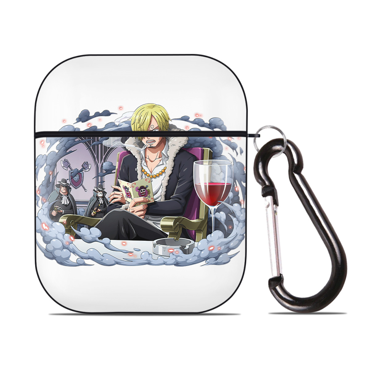 （画像用） ワンピース サンジ ONE PIECE Sanji AirPods 第2世代保護ケース ハードシェル ブラック 耐衝撃・防指紋・カラビナ付き