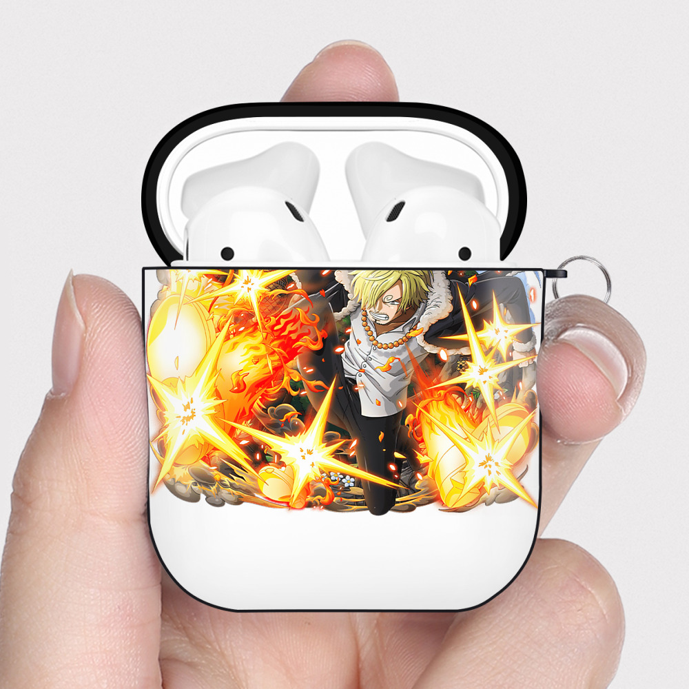 ワンピース サンジ ONE PIECE Sanji AirPods 第2世代保護ケース ハードシェル ブラック 耐衝撃・防指紋・カラビナ付き