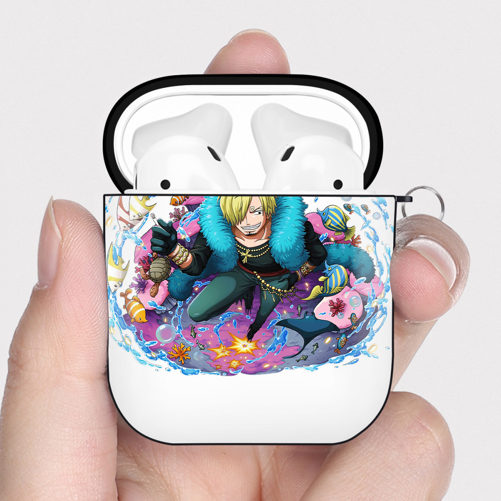 ワンピース サンジ ONE PIECE Sanji AirPods 第2世代保護ケース ハードシェル ブラック 耐衝撃・防指紋・カラビナ付き
